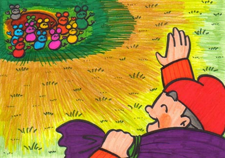 �܂�S���ŁA�l�Y�~�����Ɏ��U��Ȃ���A�邨��������A���̒���O�ŁA���U���Č�����l�Y�~����