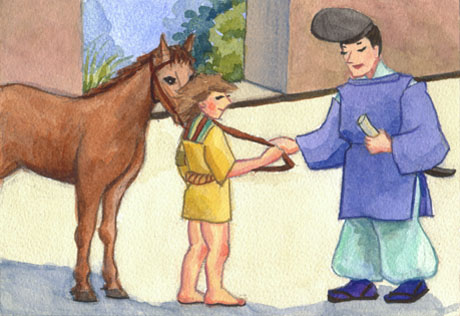 ��̑O�ŁA�F���ɘb�������鎘�B�n�̎�j����n�����Ƃ���F��