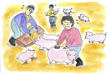 �؂̐��b������؉Ƃ̐l�X