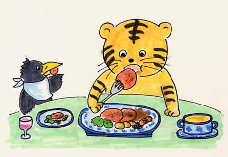 �����������Ƀn���o�[�O��H�ׂ�g���I�N