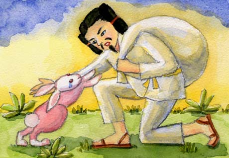 �₳�������Ȑ_���܂��A�E�T�M�ɘb�������Ă���