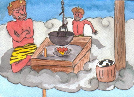 �_�̏�̋S�̉Ƃ̏�����˂��j��@�A���݂Ȃ�S�̈�Ƃ��т����肵�Ă���