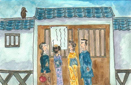 �Ƃ̑O�̒��莆������l�X�A��������������^�������Ă���