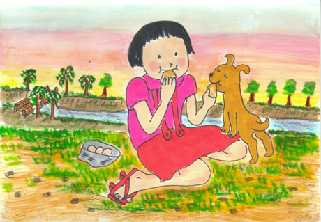 ���̂����ƂŃR���b�P��H�ׂ�T�L�����ƃT�X�P