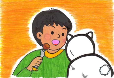 �ʂ�����݂̃|�`��O�ɒu���Ă��͂��H�ׂ�Ƃ���